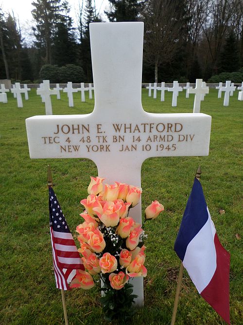 Back of headstone — John E Whatford
