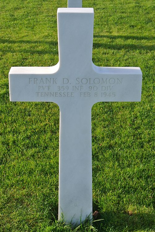 Back of headstone — Frank Daniel Solomon