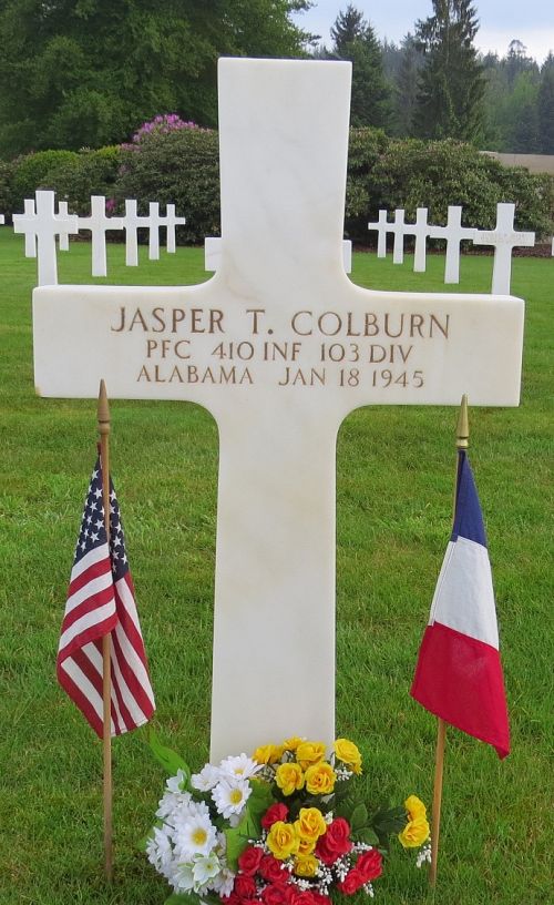 Back of headstone — Jasper Thomas Colburn