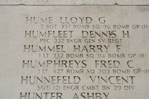 Back of headstone — Harry Frederick Hummel