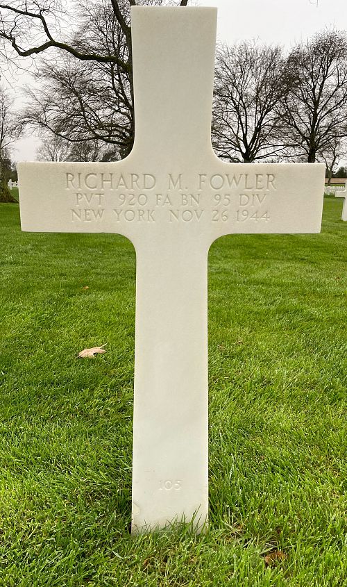 Back of headstone — Richard M Fowler