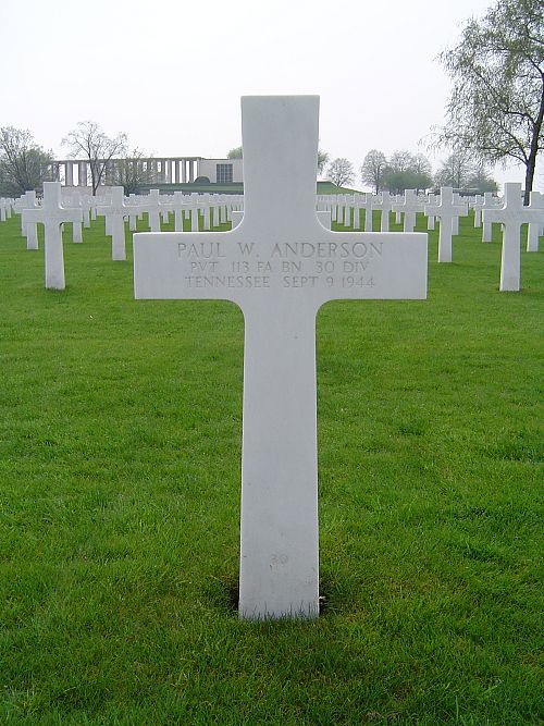 Back of headstone — Paul W Anderson