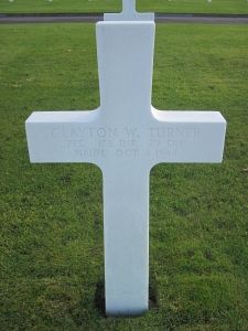 Back of headstone — Clayton W Turner