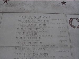 Headstone shared by 3 interments, including Robert Wolf
