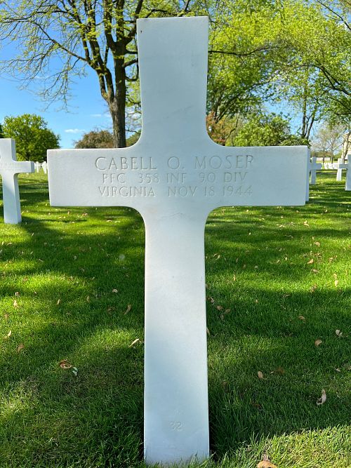 Back of headstone — Cabell O Moser