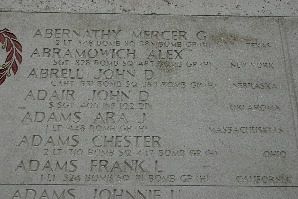 Headstone shared by 2 interments, including Frank Lee Adams