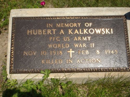 Back of headstone — Hubert A Kalkowski