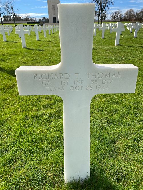 Back of headstone — Richard Thayer Thomas