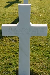 Back of headstone — Walter P Van Der Kamp