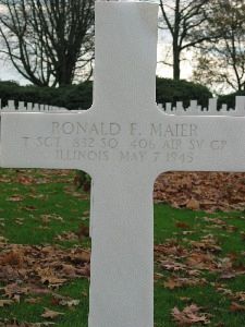 Back of headstone — Ronald Frederick Maier