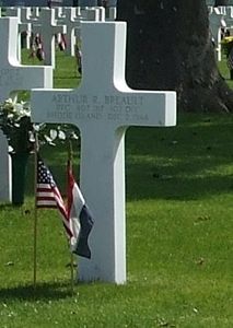 Back of headstone — Arthur Robert Breault