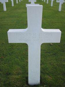 Back of headstone — Harold Henry Stohry