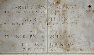 Back of headstone — George Robert Farrington