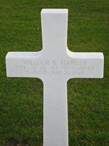 Back of headstone — William Samuel Hawley