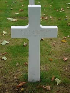 Back of headstone — Elmer R Crumpton