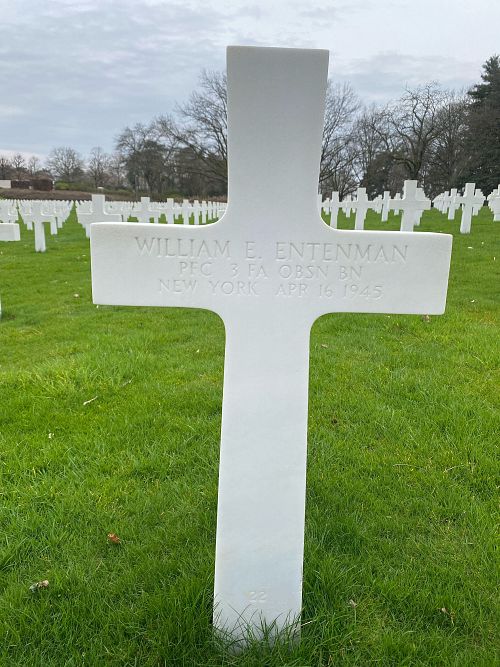 Back of headstone — William Eugene Entenman