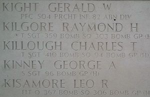 Back of headstone — Charles Terry Killough