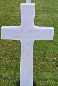 Back of headstone — Lowell Burns