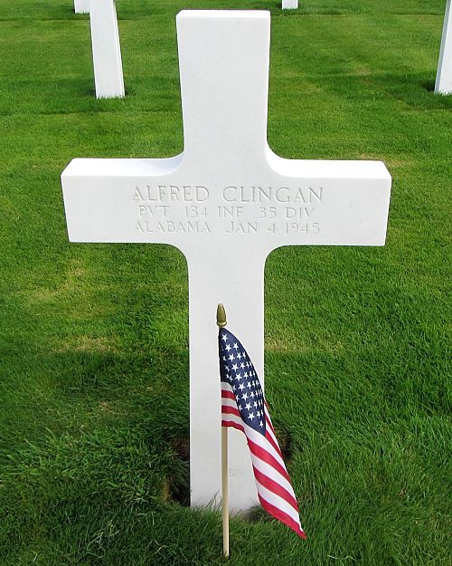 Back of headstone — Alfred Clingan