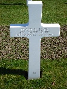 Back of headstone — David Matthew Roth