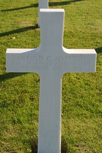 Back of headstone — Harold Carl Mattson