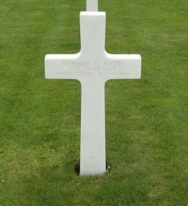 Back of headstone — Norman Gross Myers