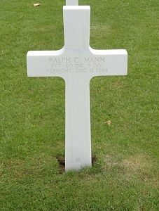 Back of headstone — Ralph Charles Mann