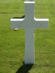 Back of headstone — Fred Houston Brown