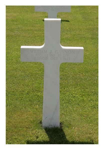 Back of headstone — William John Gannon