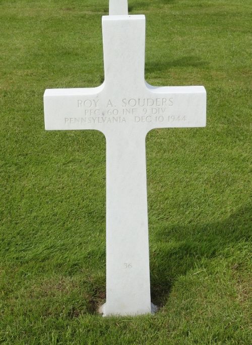 Back of headstone — Roy Arthur Souders