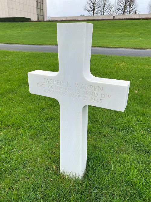 Back of headstone — Jasper Franklin Warren