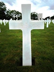 Back of headstone — Carl William Derr