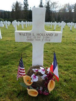Back of headstone — Walter Lee Holland