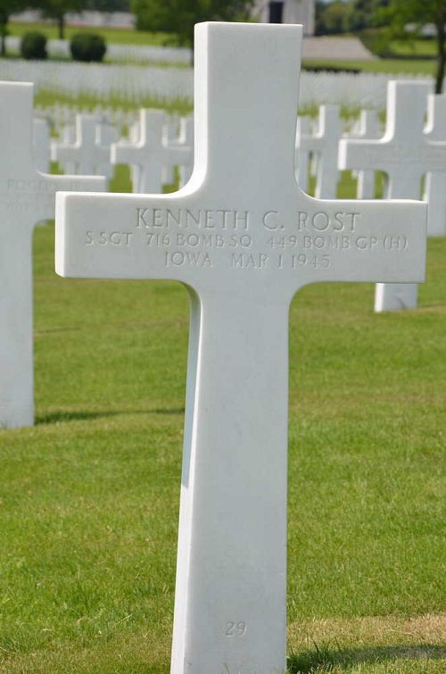 Back of headstone — Kenneth Clyde Rost