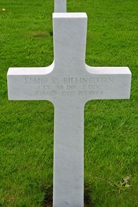 Back of headstone — Elmo Kent Billington