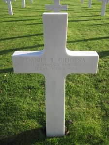 Back of headstone — Daniel Rupert Giddens