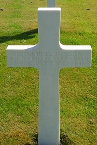 Back of headstone — Bernard Charles Jackson