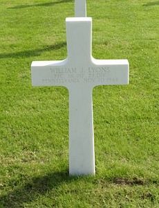 Back of headstone — William J Lyons