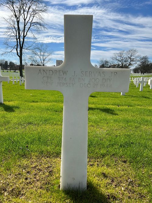 Back of headstone — Andrew Joseph Servas