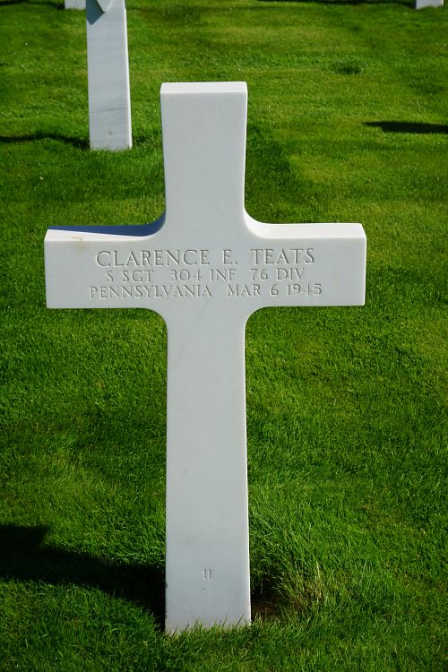 Back of headstone — Clarence Elmer Teats