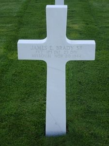 Back of headstone — James Edward Brady