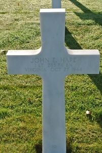 Back of headstone — John Edgar Hare