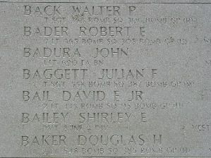 Back of headstone — Walter P Back