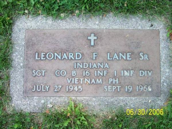Headstone of Leonard Francis Lane