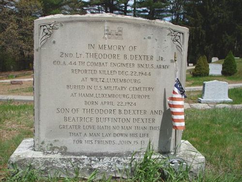 Back of headstone — Theodore Burnside Dexter