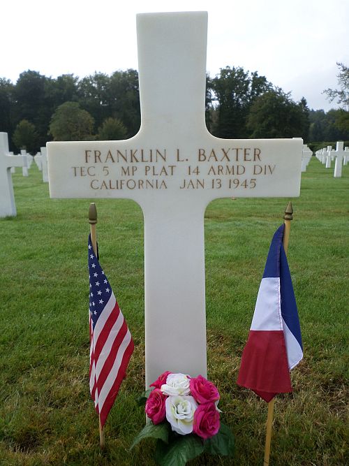 Back of headstone — Franklin Leroy Baxter