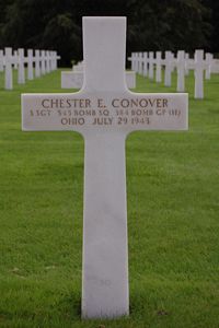 Back of headstone — Chester Earl Conover