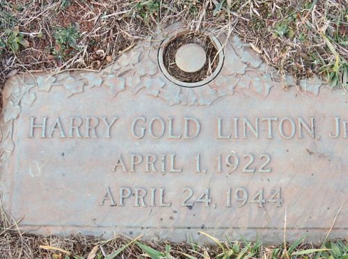 Back of headstone — Harry Gold Linton