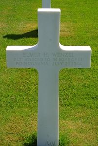 Back of headstone — Elmer Henry Wenzel