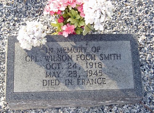 Back of headstone — Wilson Foch Smith